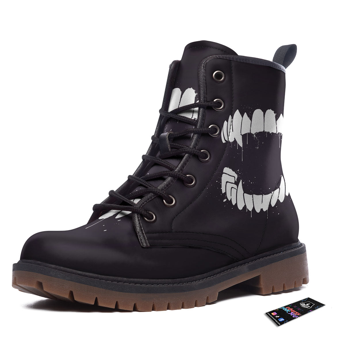 Dracula Fang Print Work Boots-grizzshop