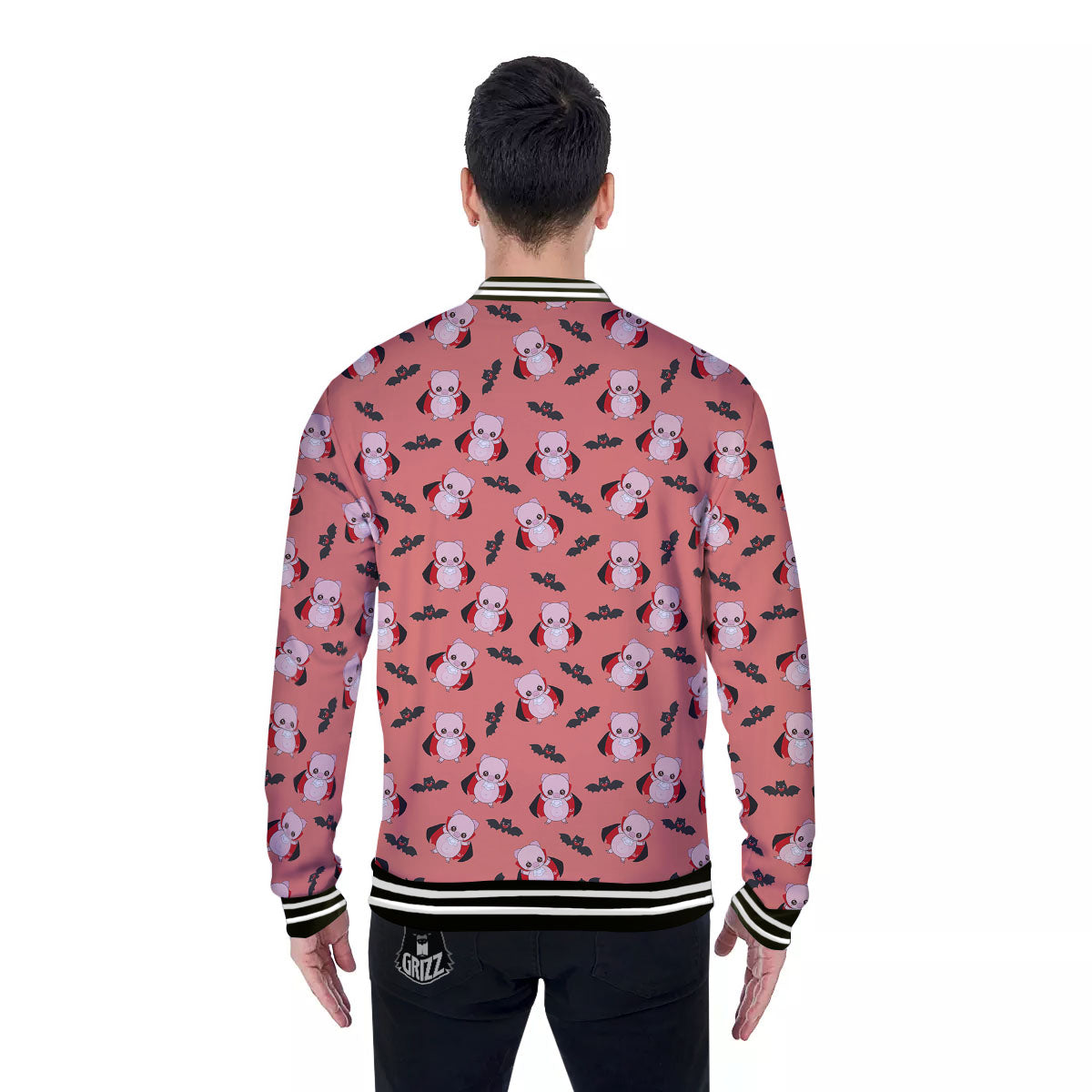 Dracula Pig Print Pattern Baseball Jacket-grizzshop
