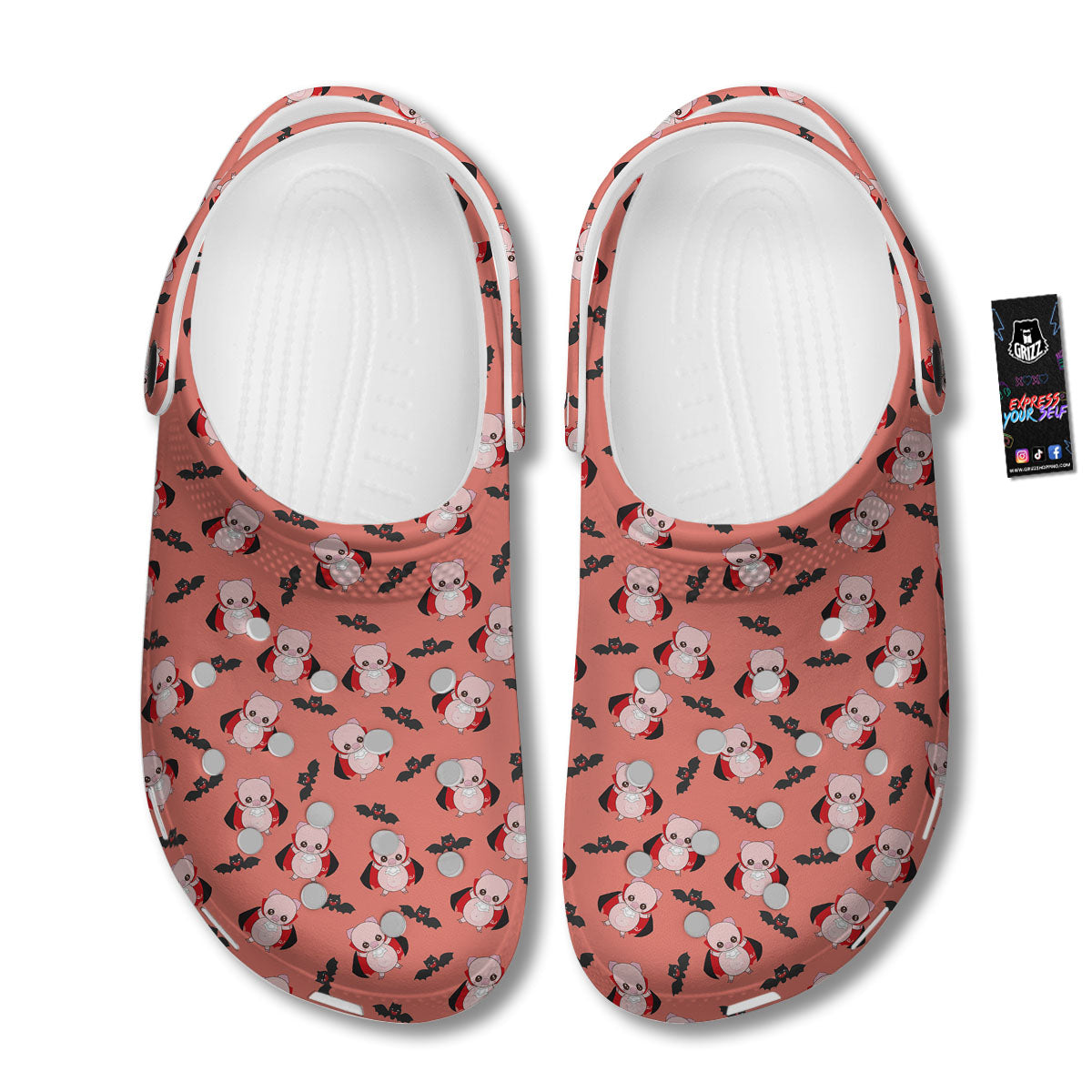 Dracula Pig Print Pattern Clog-grizzshop