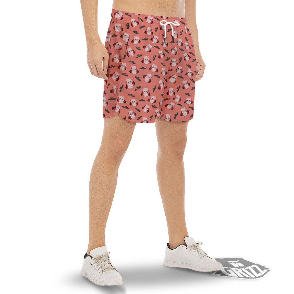 Dracula Pig Print Pattern Men's Gym Shorts-grizzshop