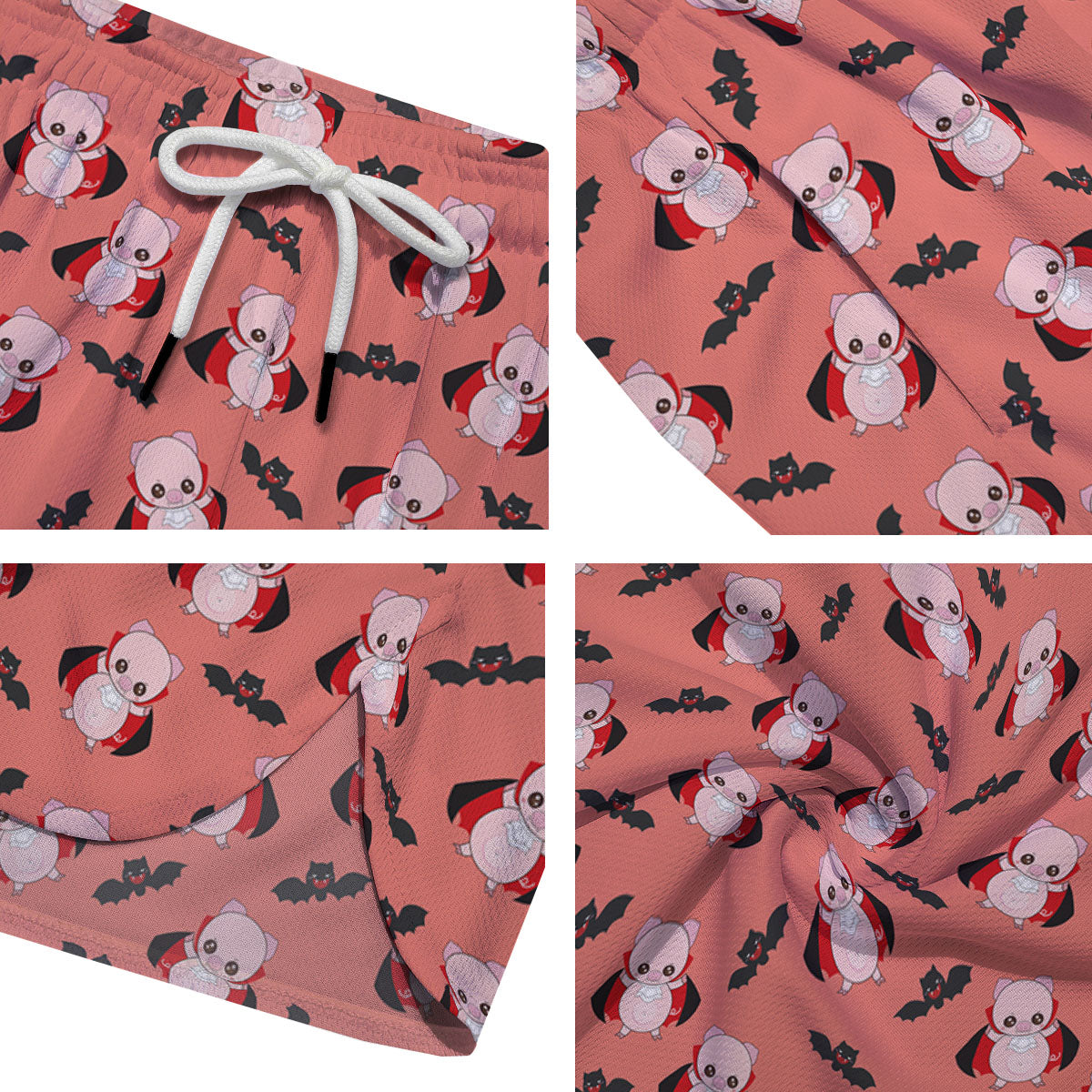 Dracula Pig Print Pattern Men's Running Shorts-grizzshop