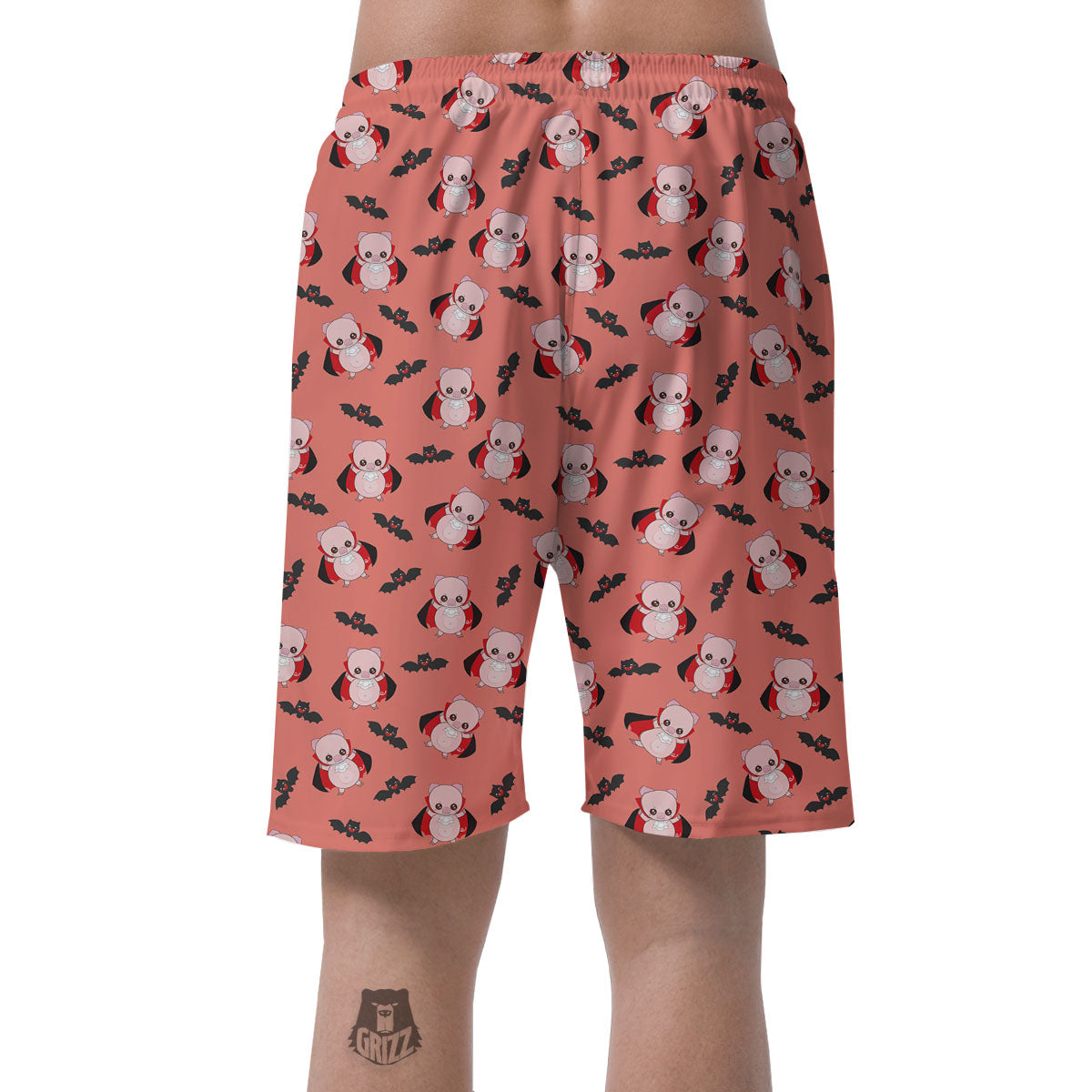 Dracula Pig Print Pattern Men's Shorts-grizzshop