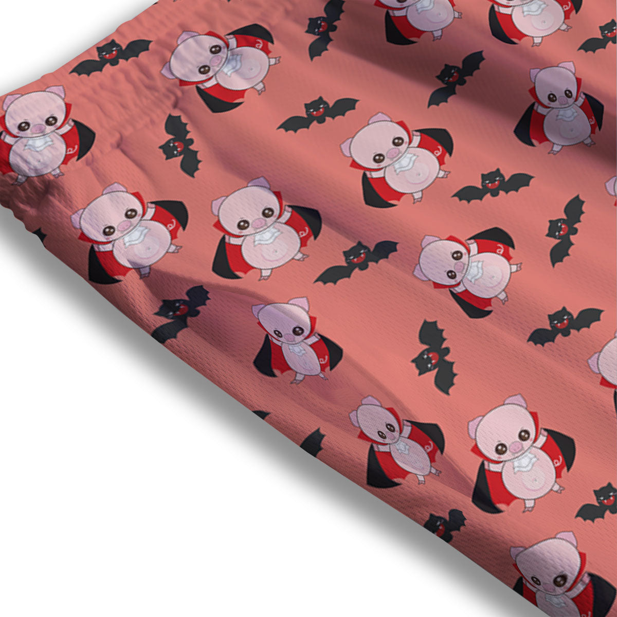 Dracula Pig Print Pattern Mesh Shorts