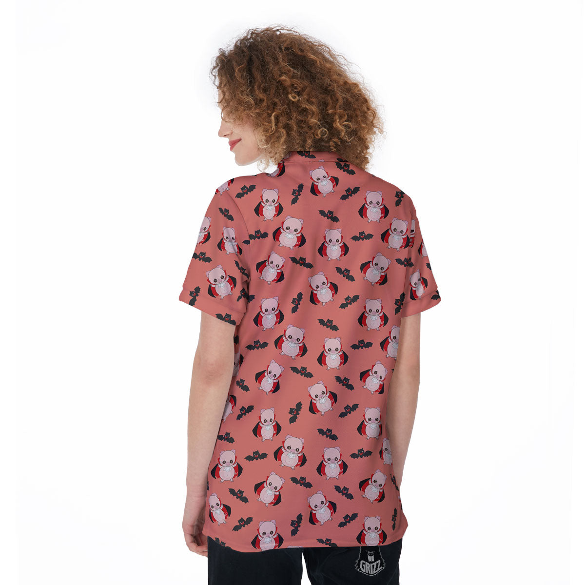 Dracula Pig Print Pattern Women's Golf Shirts-grizzshop