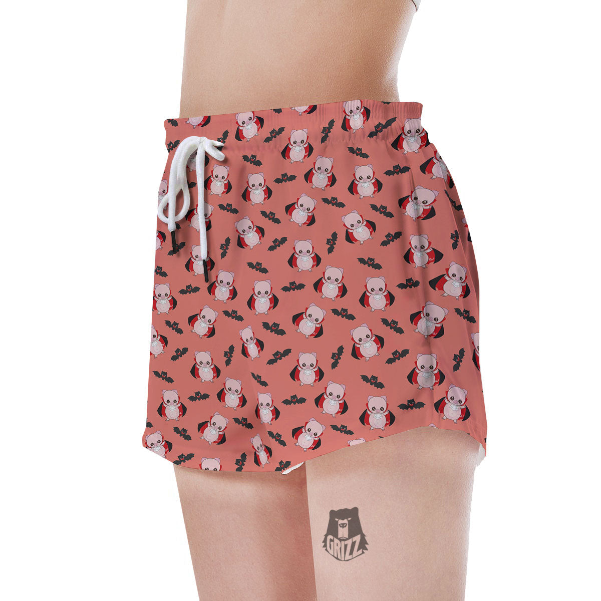 Dracula Pig Print Pattern Women's Shorts-grizzshop