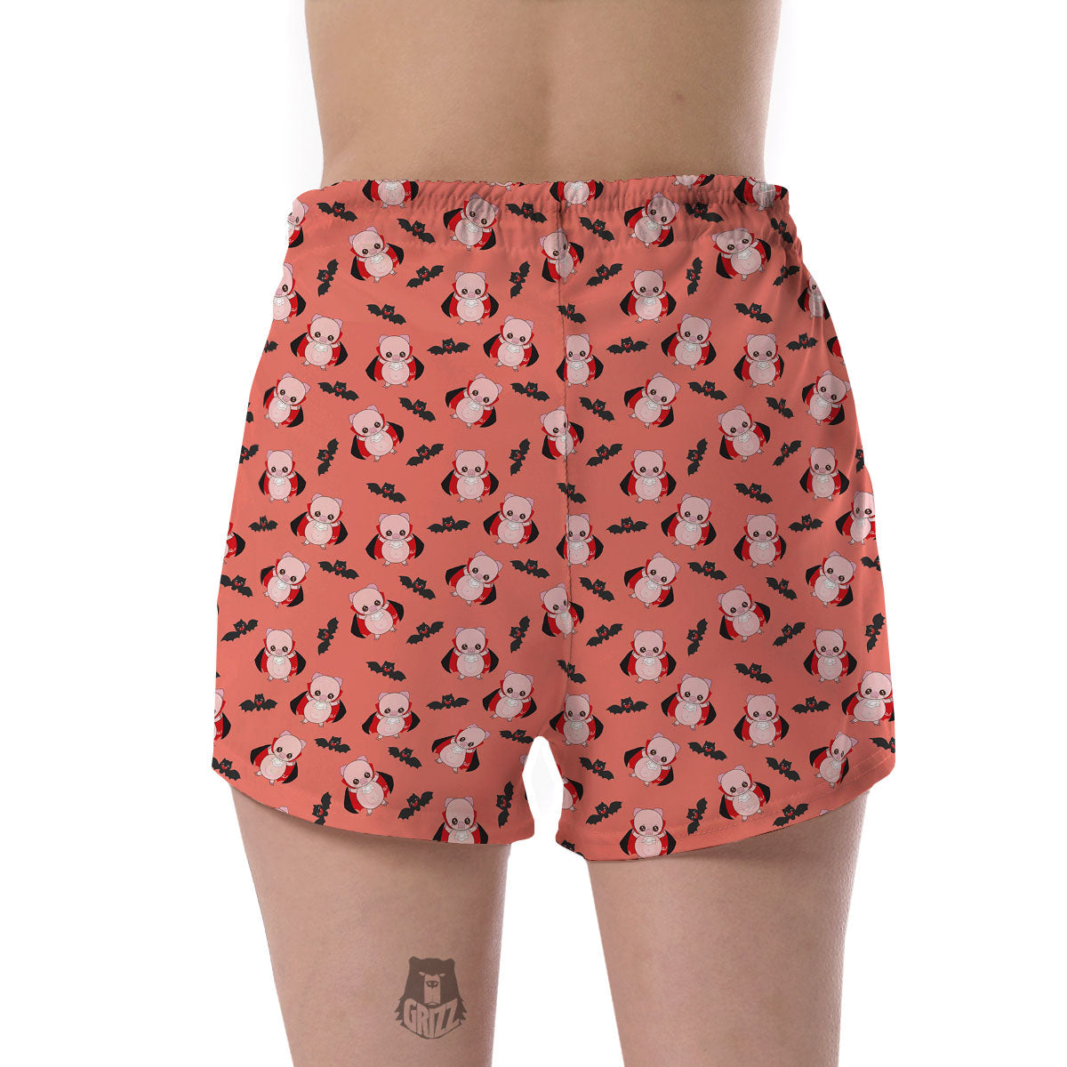 Dracula Pig Print Pattern Women's Shorts-grizzshop