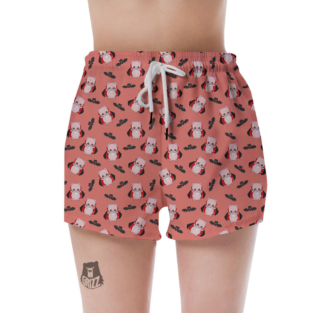 Dracula Pig Print Pattern Women's Shorts-grizzshop