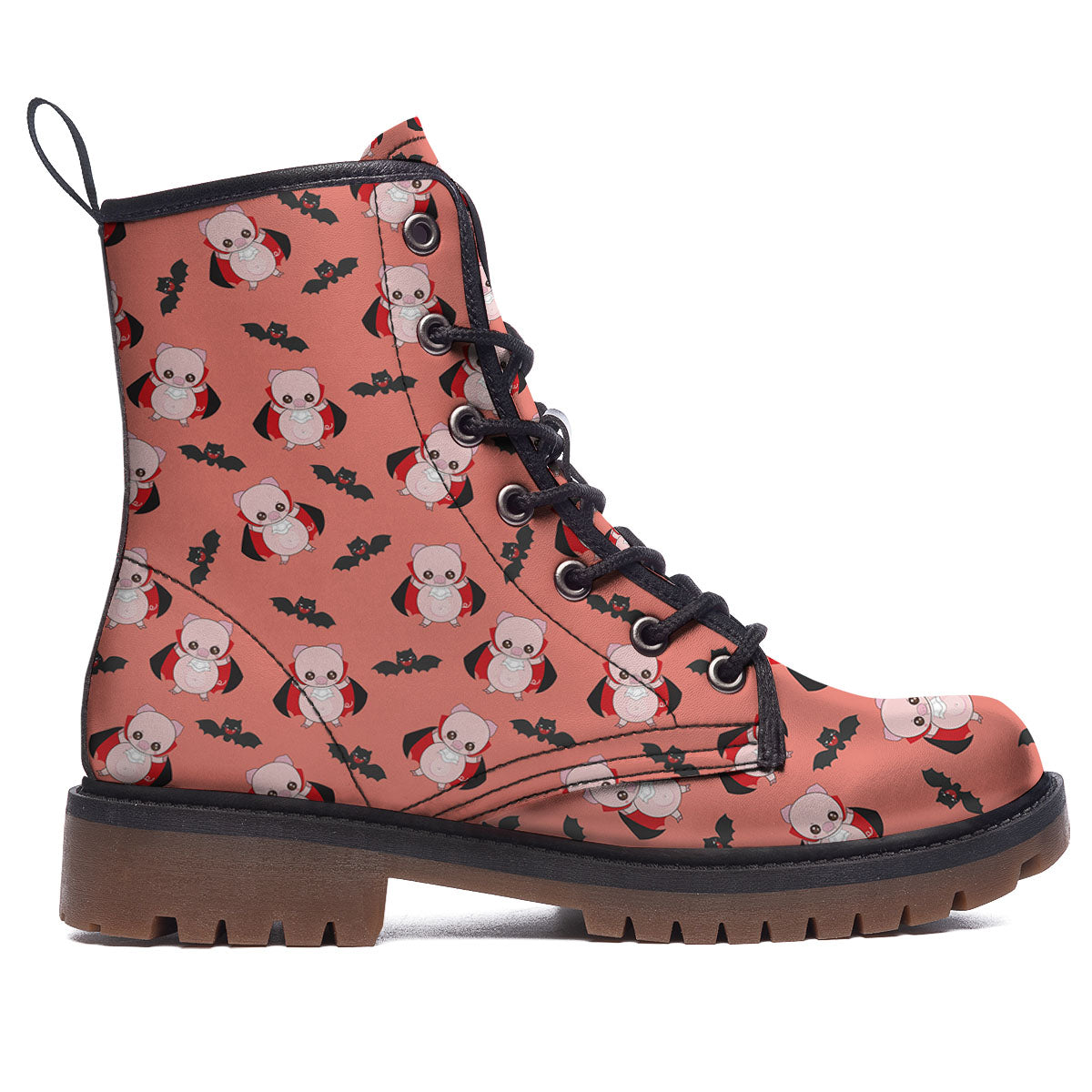 Dracula Pig Print Pattern Work Boots-grizzshop