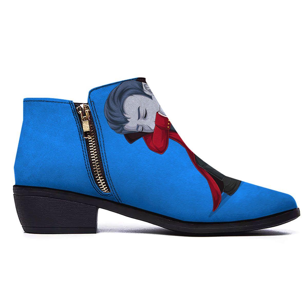 Dracula Vampire Dap Print Ankle Boots-grizzshop