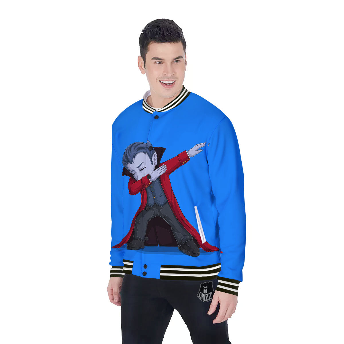 Dracula Vampire Dap Print Baseball Jacket-grizzshop