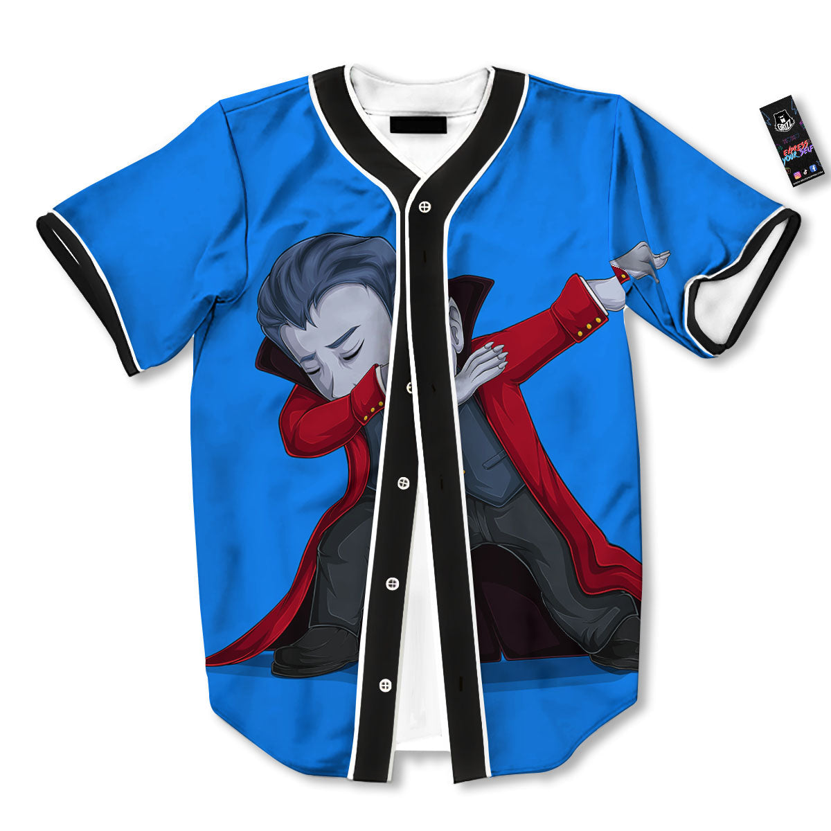Dracula Vampire Dap Print Baseball Jersey-grizzshop