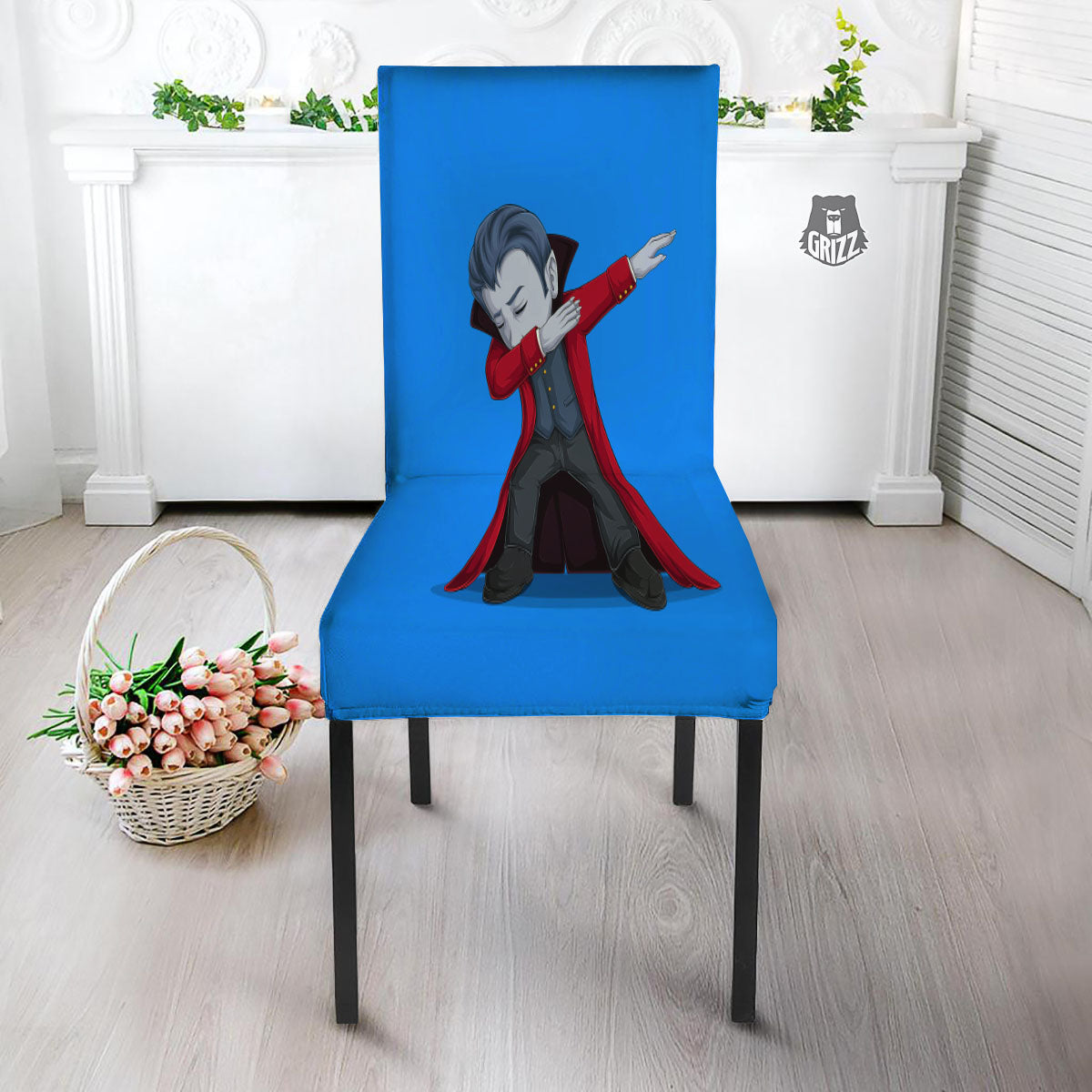 Dracula Vampire Dap Print Dining Chair Slipcover-grizzshop
