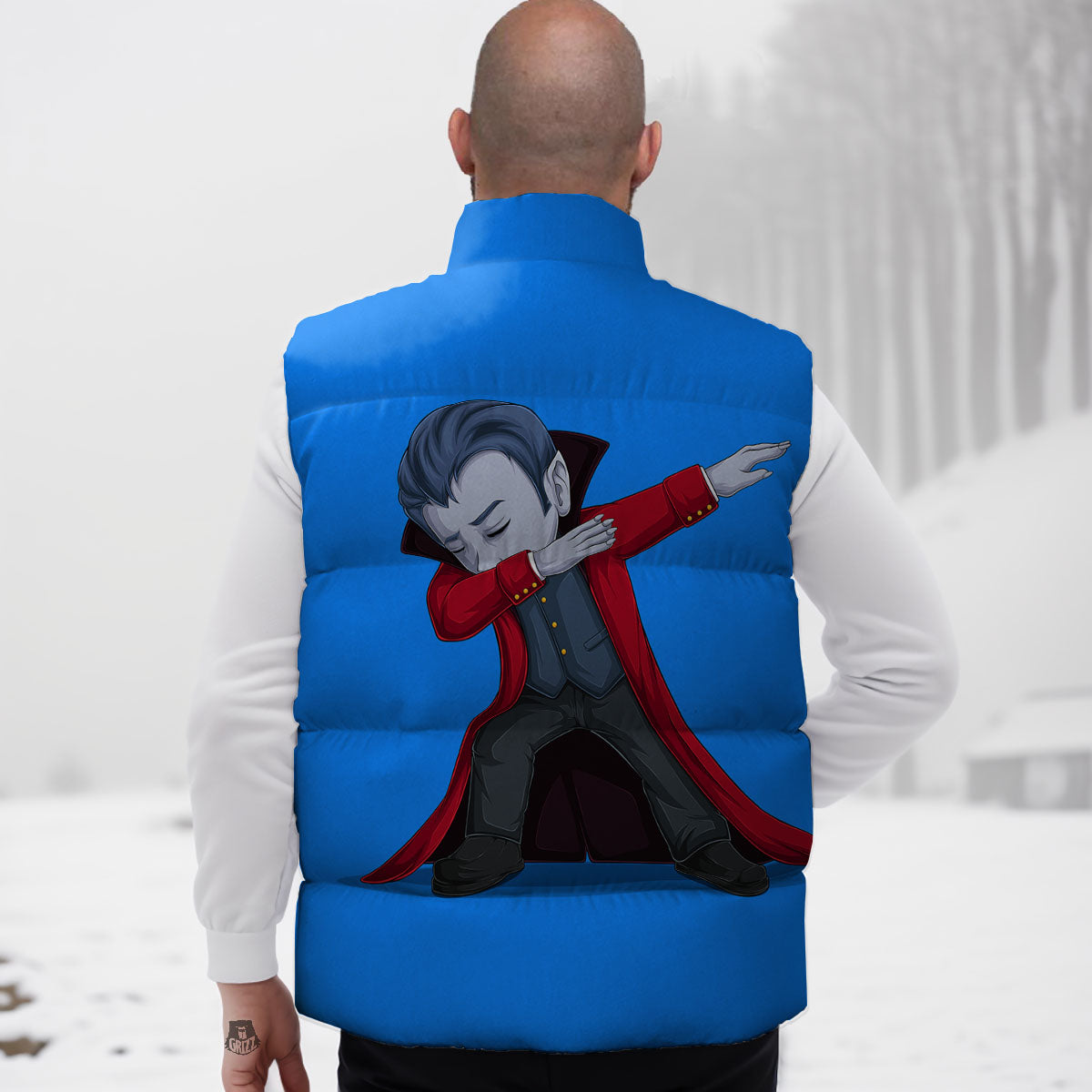 Dracula Vampire Dap Print Down Vest