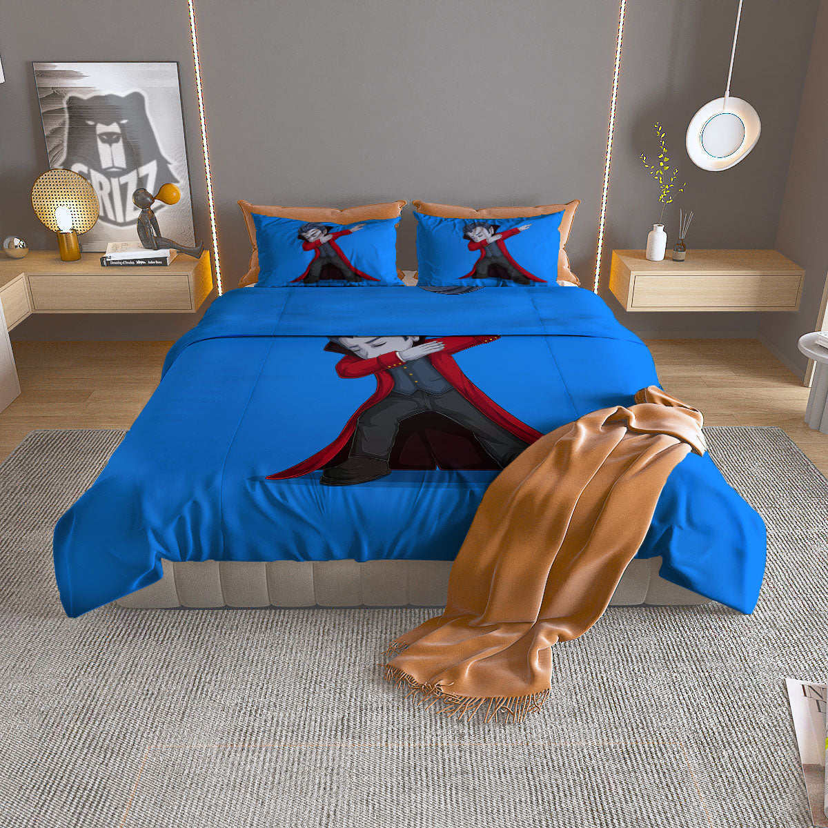 Dracula Vampire Dap Print Duvet Cover Bedding Set