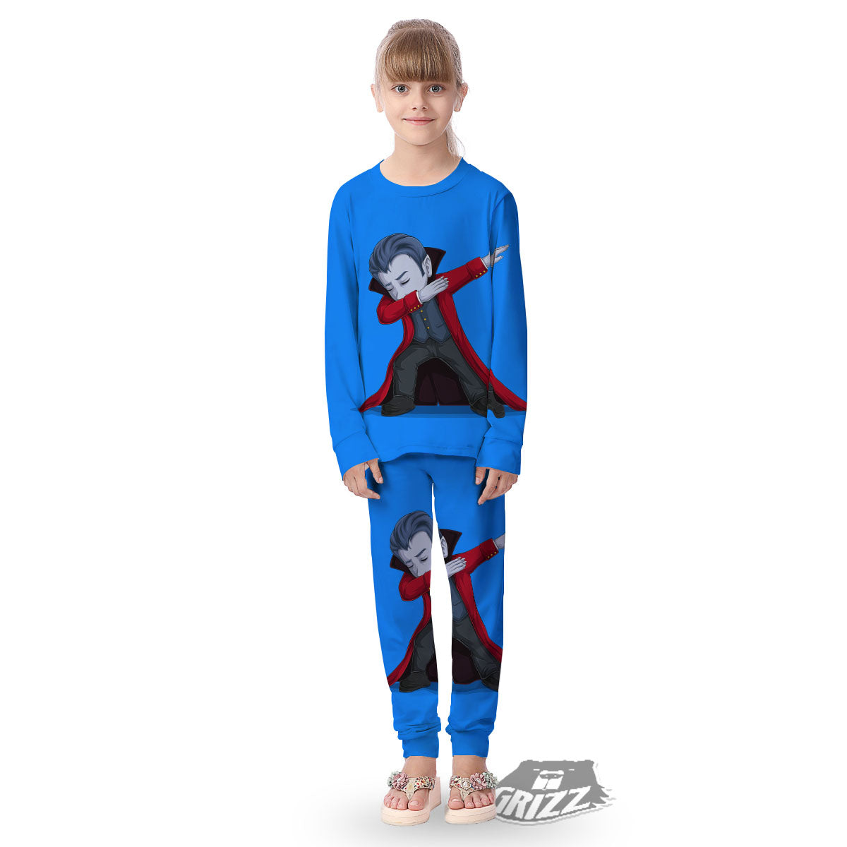 Dracula Vampire Dap Print Kid's Pajamas-grizzshop