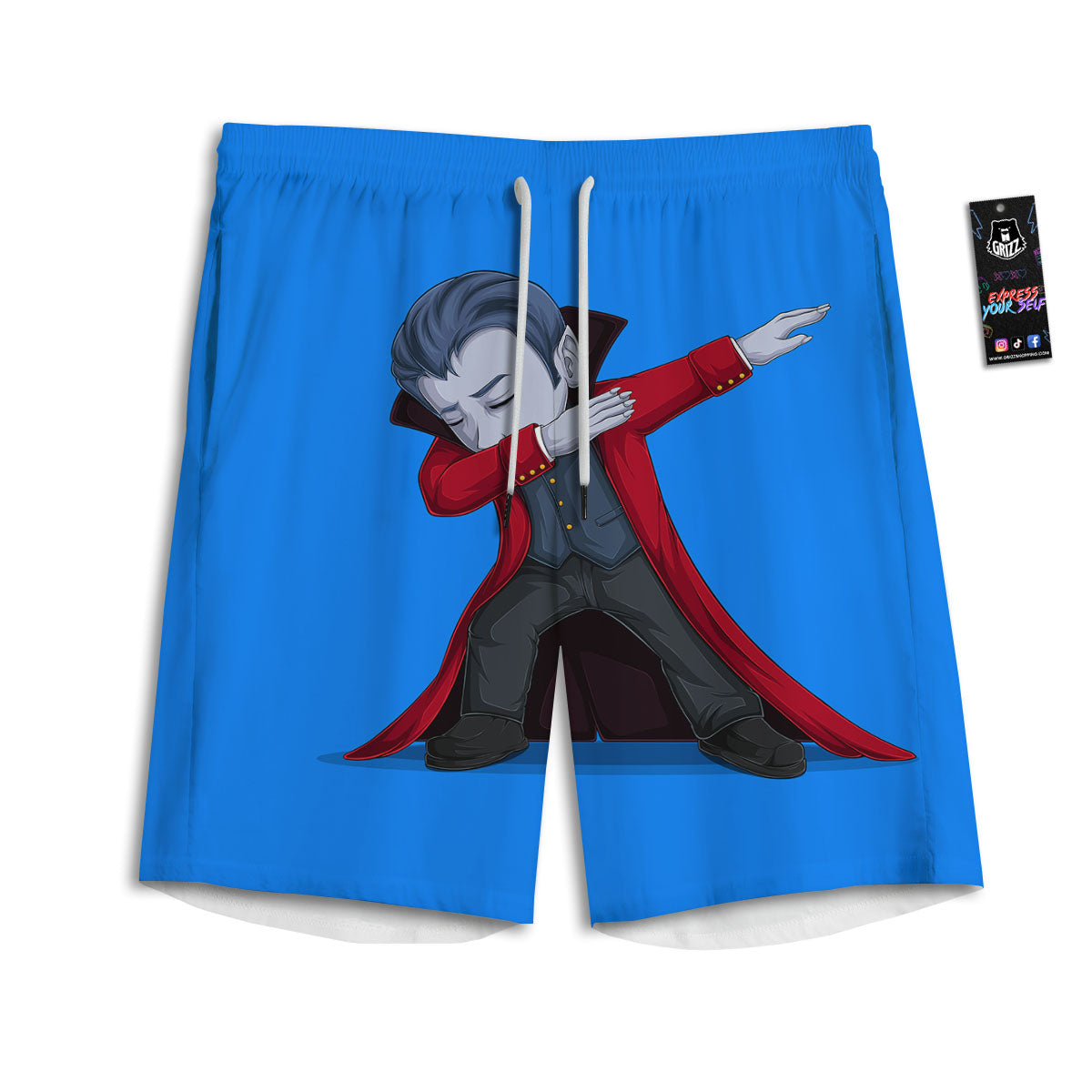 Dracula Vampire Dap Print Men's Athletic Shorts