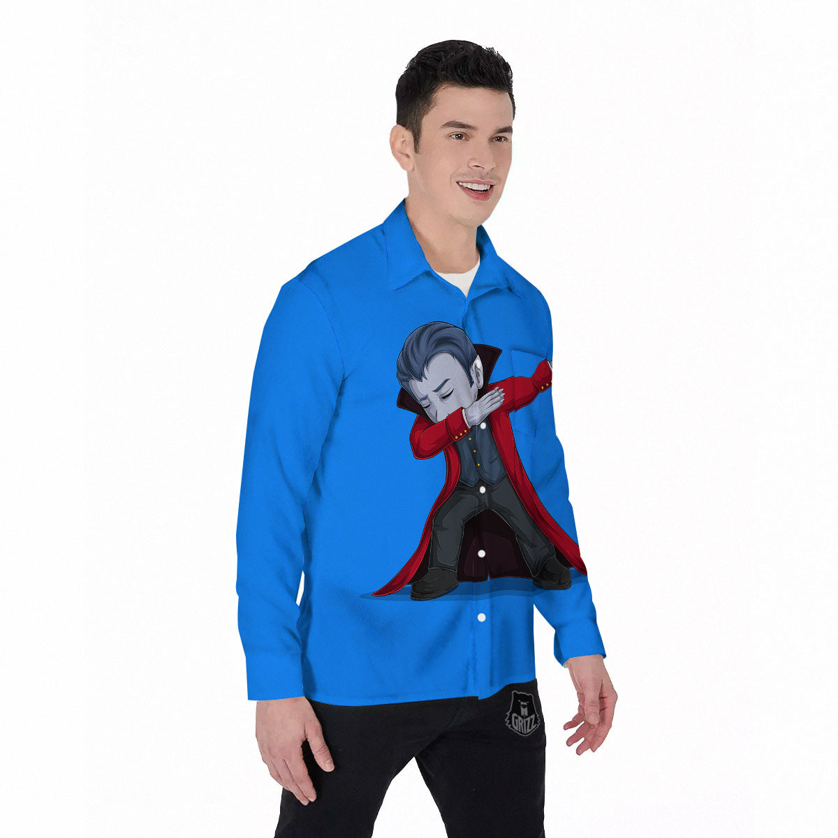 Dracula Vampire Dap Print Men's Long Sleeve Shirts-grizzshop
