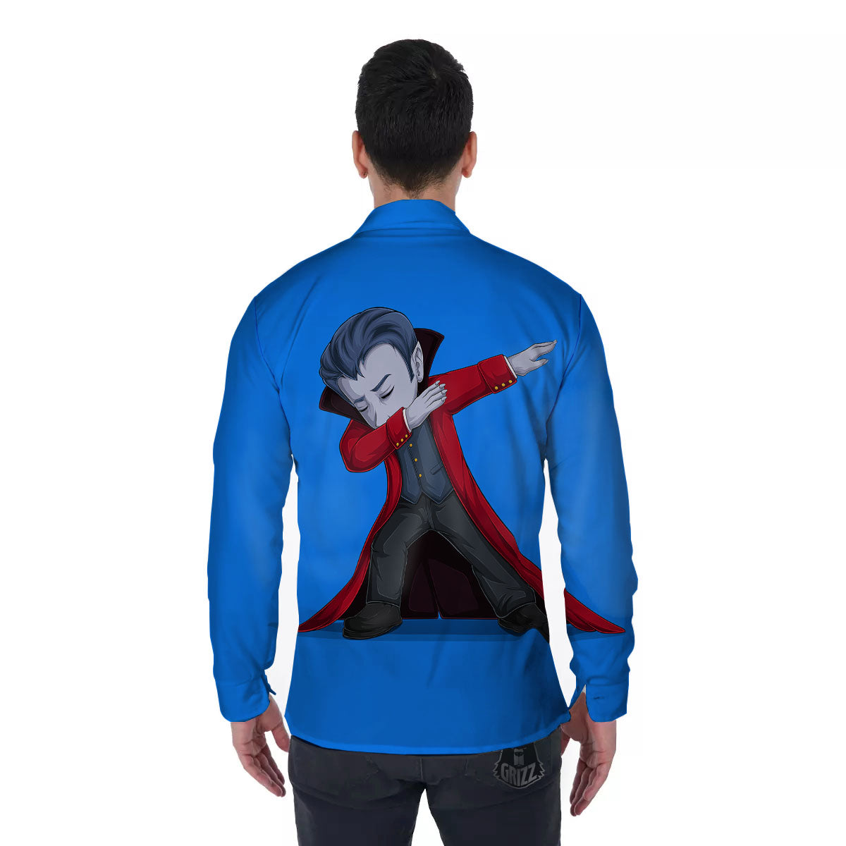 Dracula Vampire Dap Print Men's Long Sleeve Shirts-grizzshop