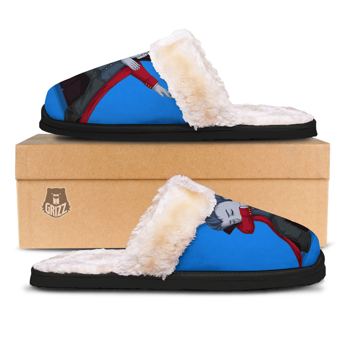 Dracula Vampire Dap Print Slippers-grizzshop