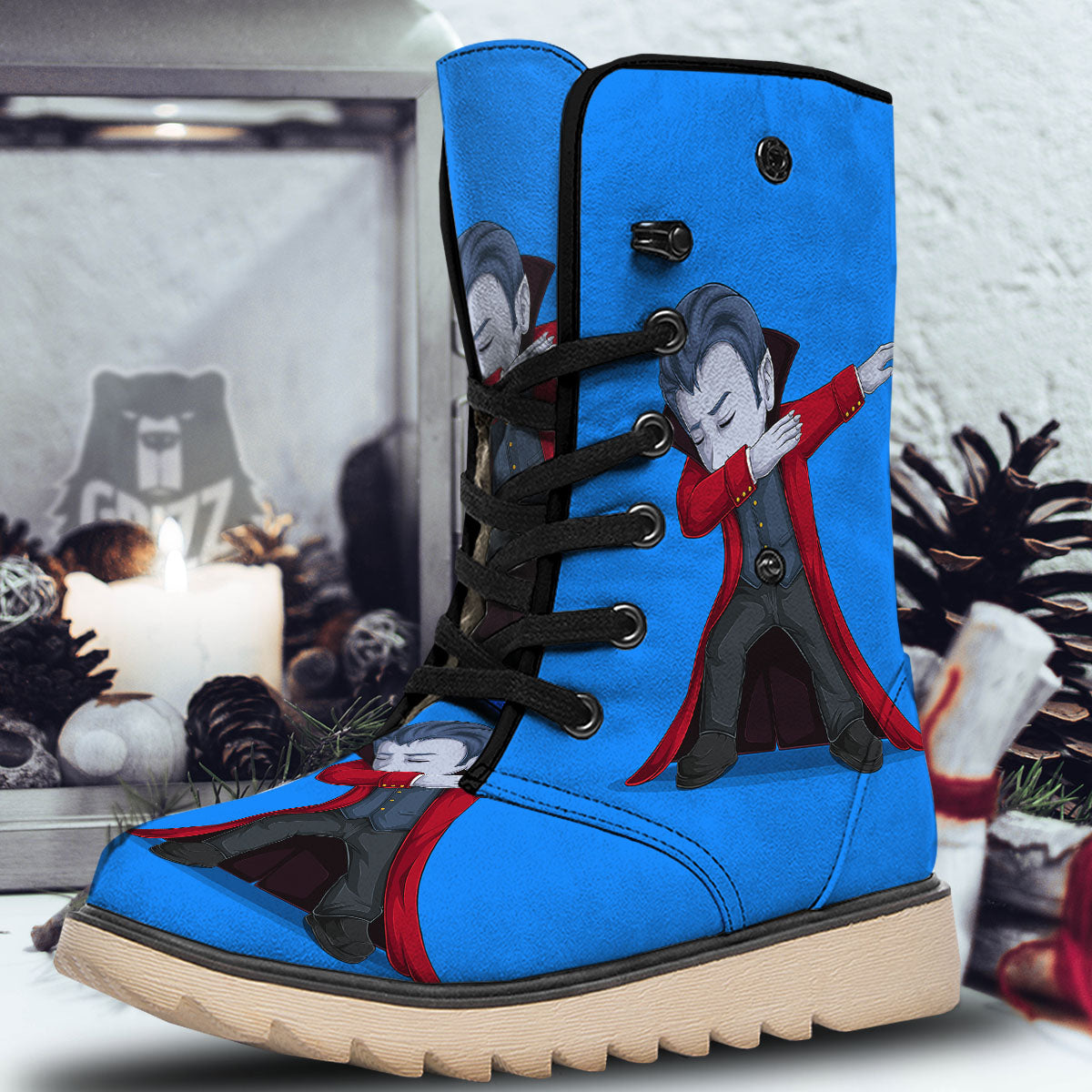 Dracula Vampire Dap Print Snow Boots-grizzshop