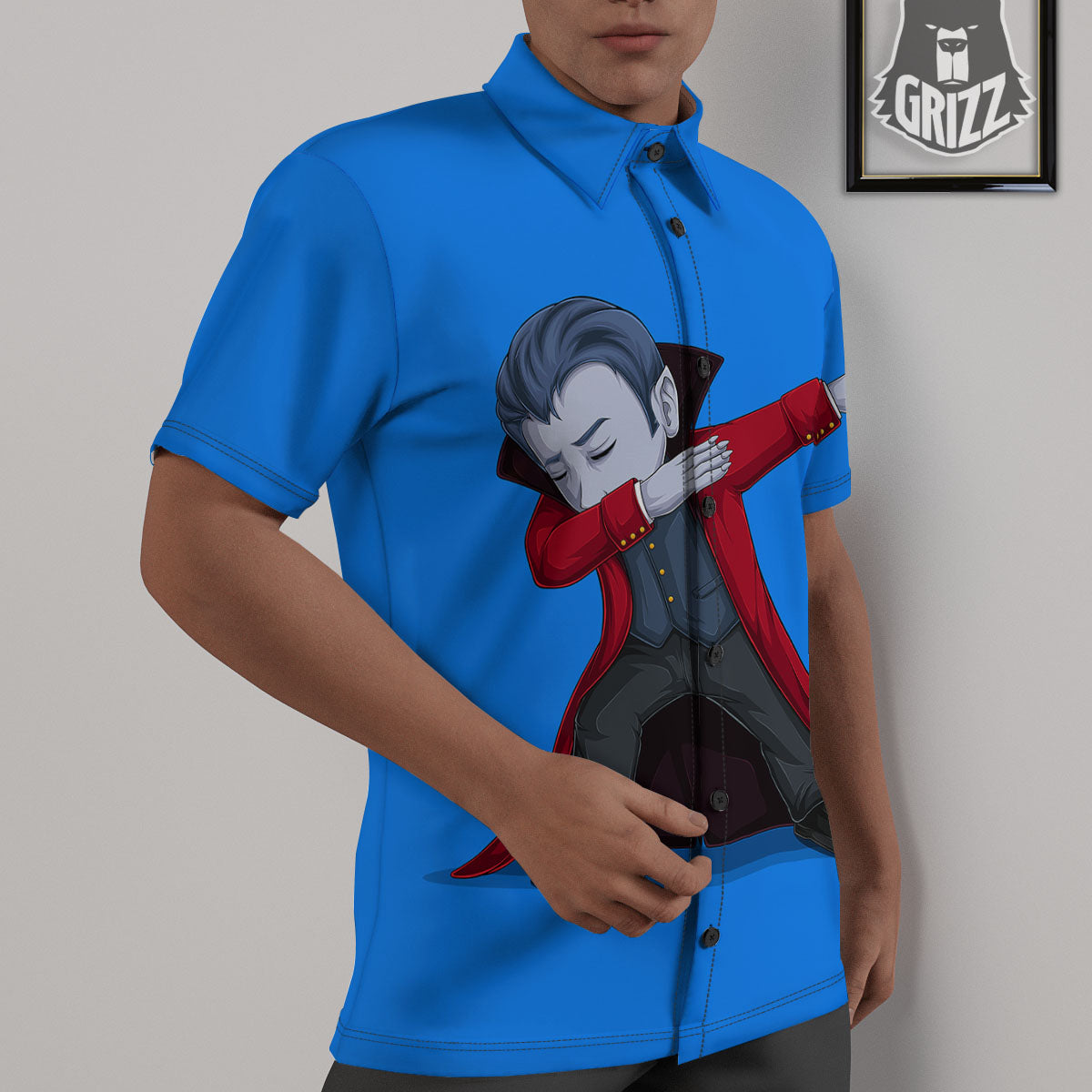 Dracula Vampire Dap Print Untucked Shirts-grizzshop