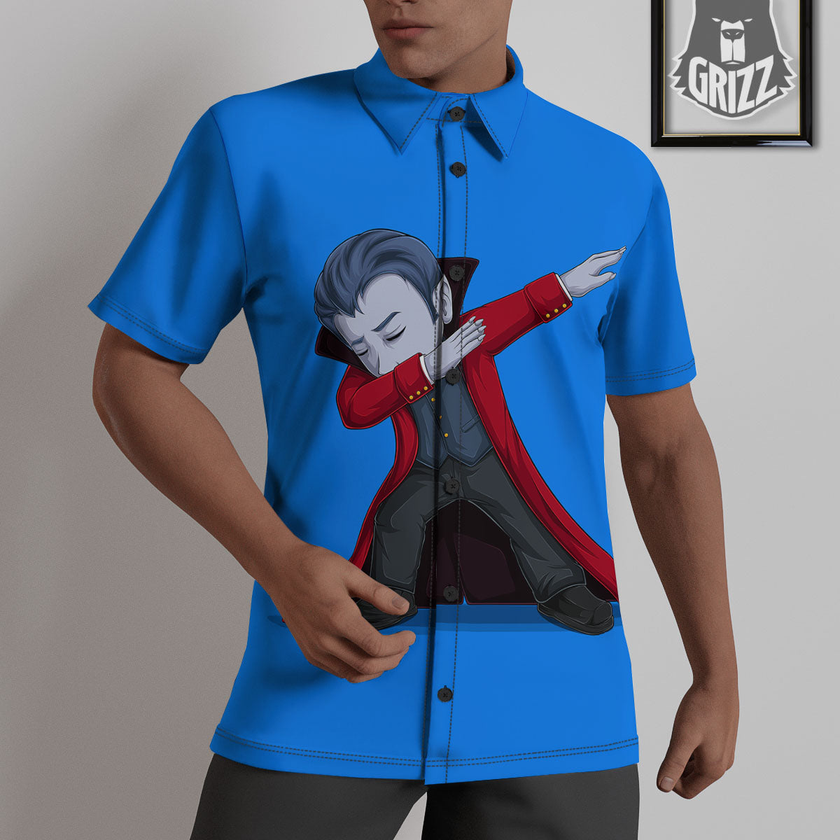 Dracula Vampire Dap Print Untucked Shirts-grizzshop