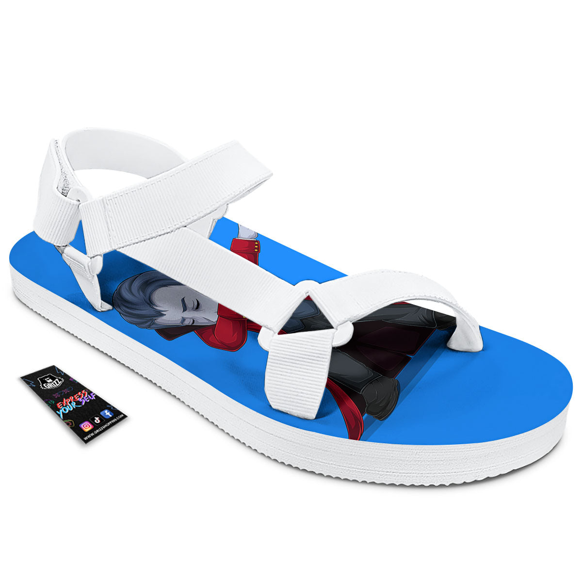 Dracula Vampire Dap Print White Open Toe Sandals-grizzshop