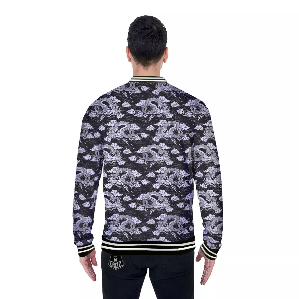 Dragon Eastern Print Pattern Baseball Jacket-grizzshop