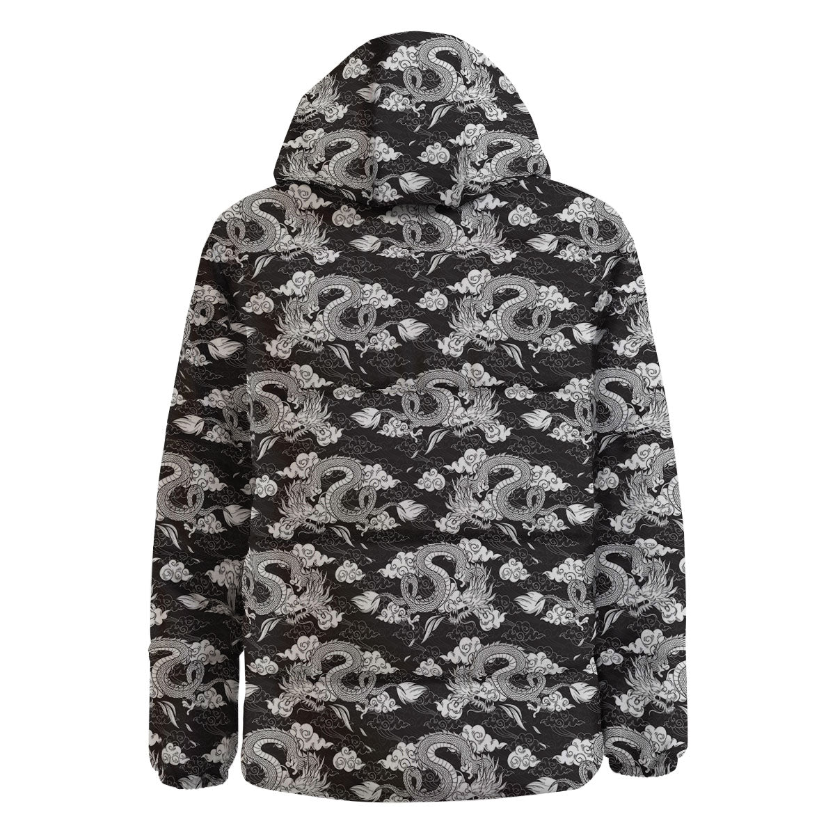 Dragon Eastern Print Pattern Down Jacket-grizzshop