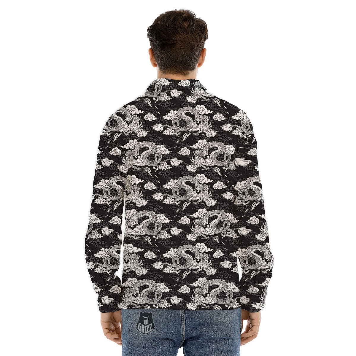Dragon Eastern Print Pattern Men's Dress Shirts-grizzshop