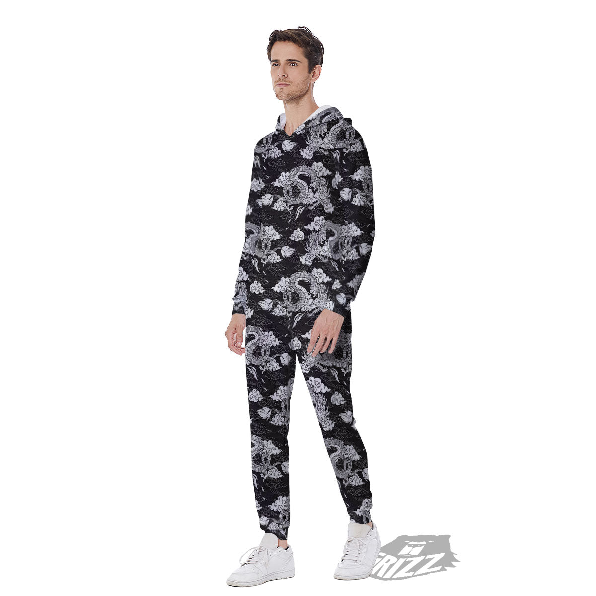 Dragon Eastern Print Pattern Men's Jumpsuit-grizzshop