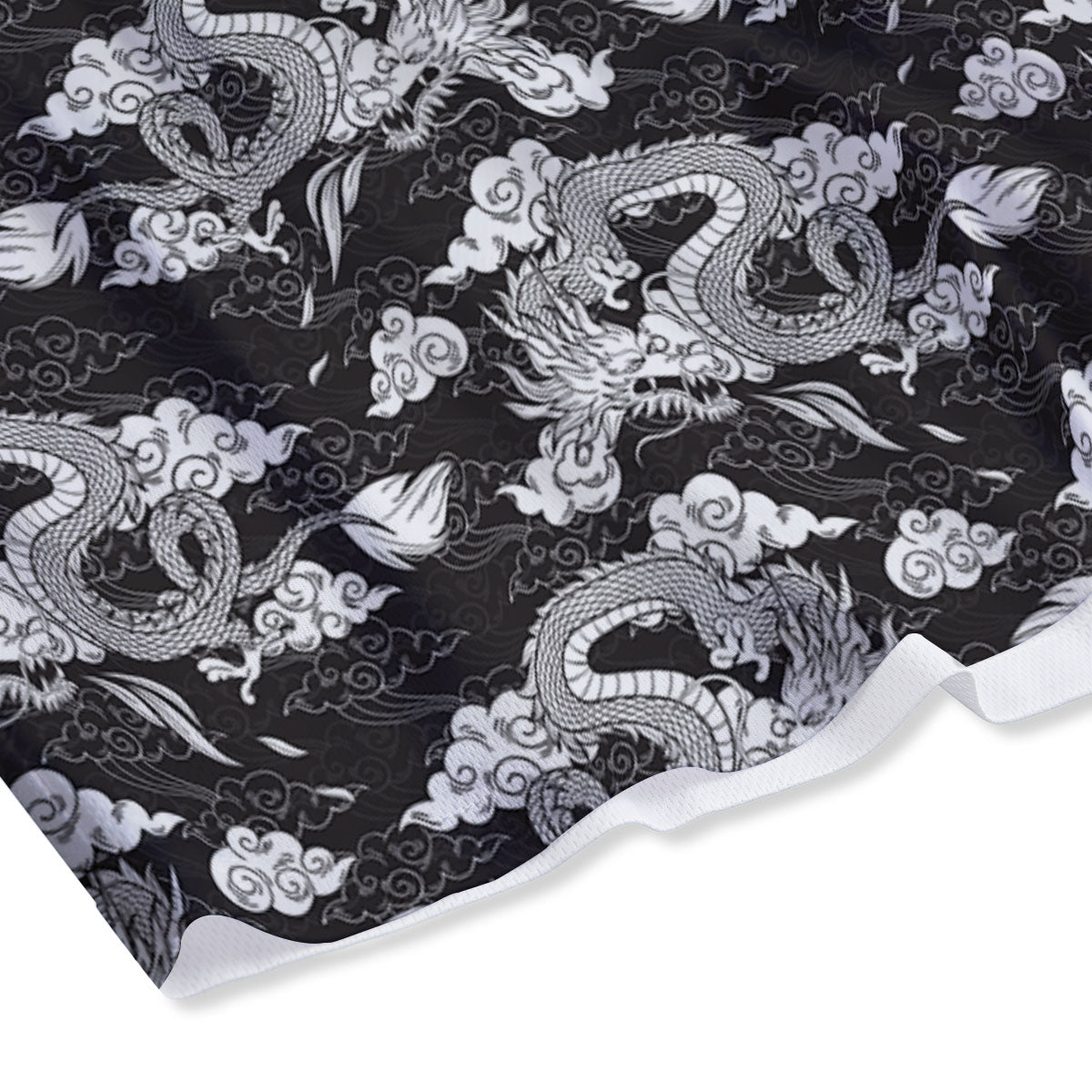 Dragon Eastern Print Pattern Mesh Shorts-grizzshop