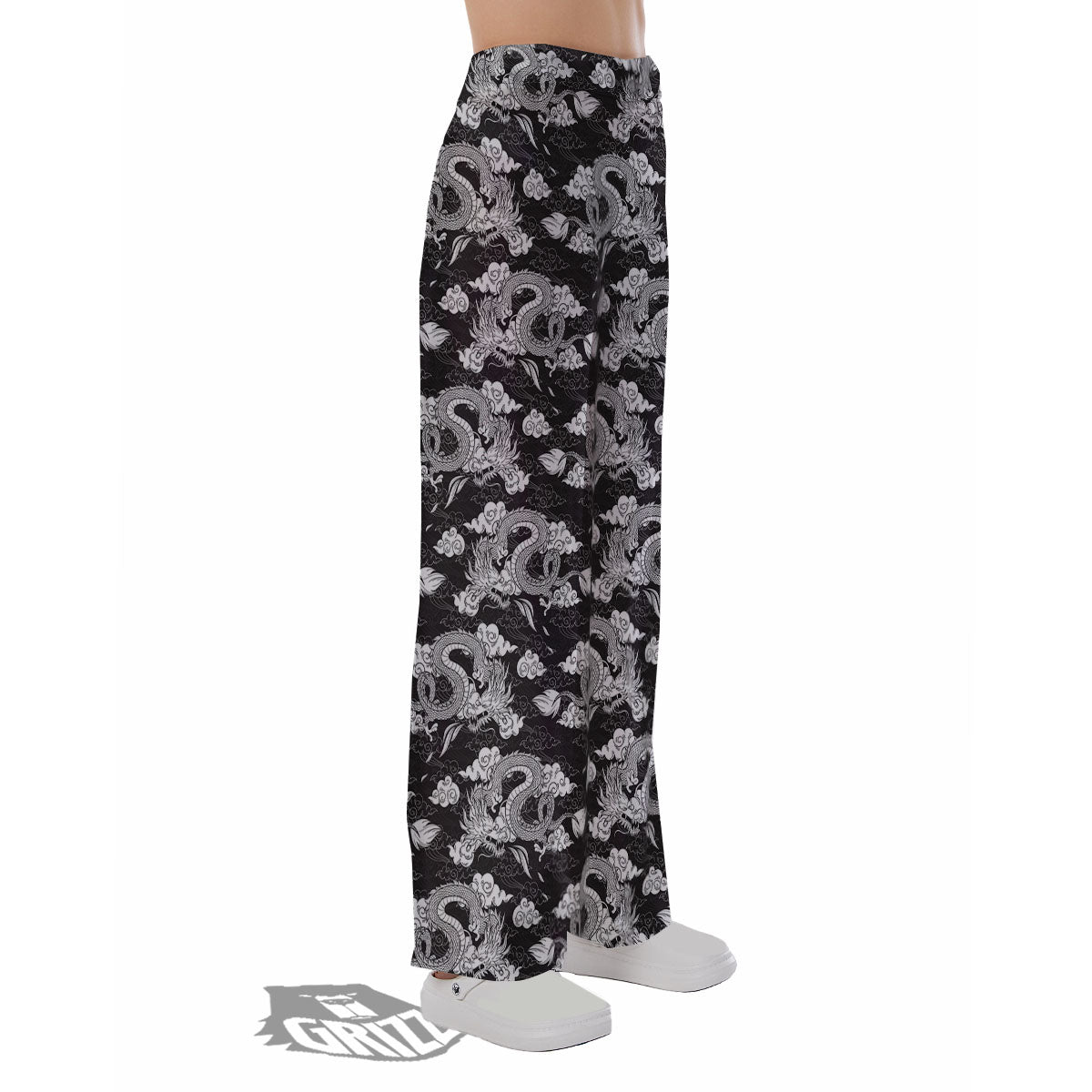 Dragon Eastern Print Pattern Pajama Pants-grizzshop