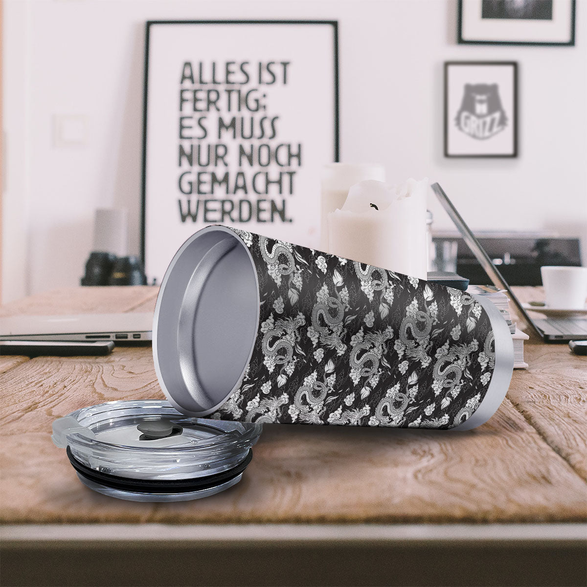 Dragon Eastern Print Pattern Tumbler-grizzshop