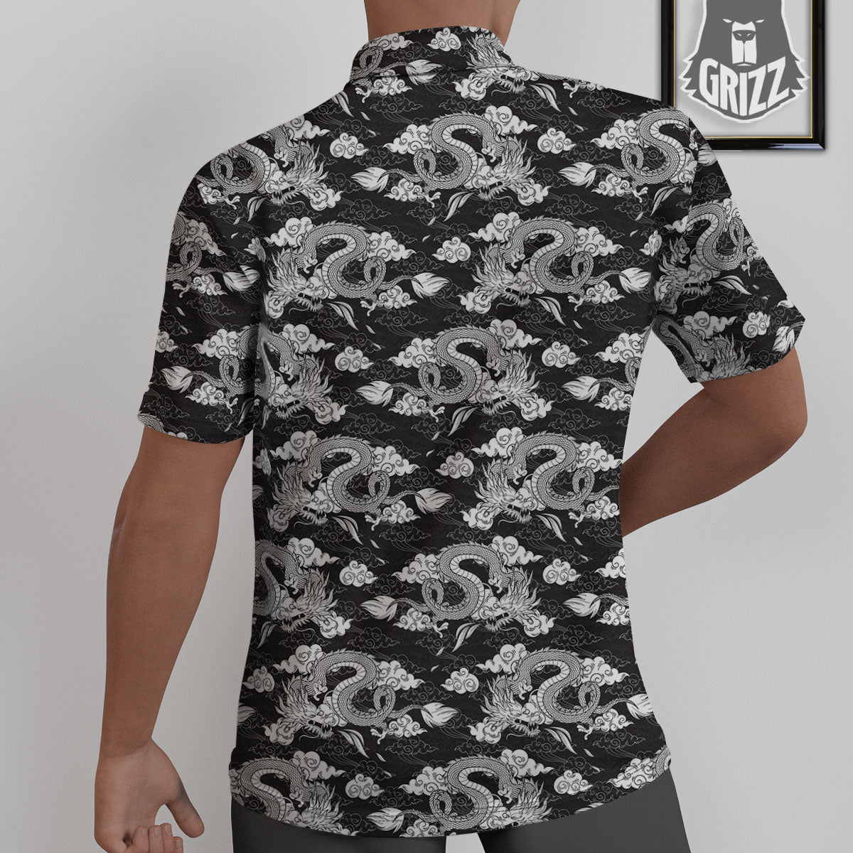 Dragon Eastern Print Pattern Untucked Shirts-grizzshop