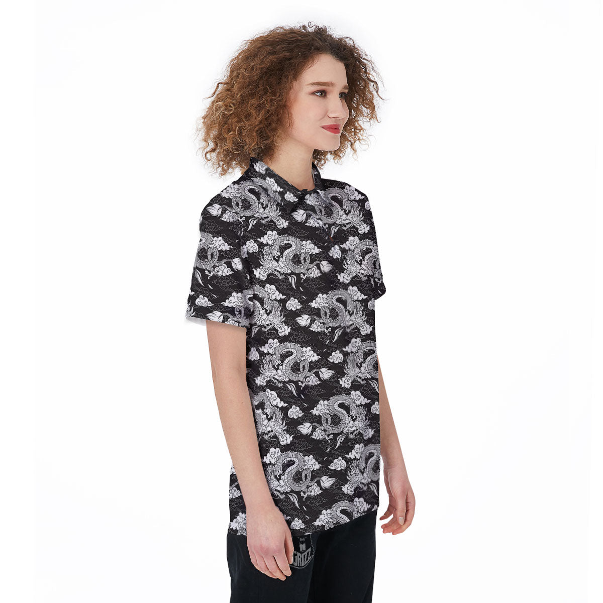 Dragon Eastern Print Pattern Women's Golf Shirts-grizzshop
