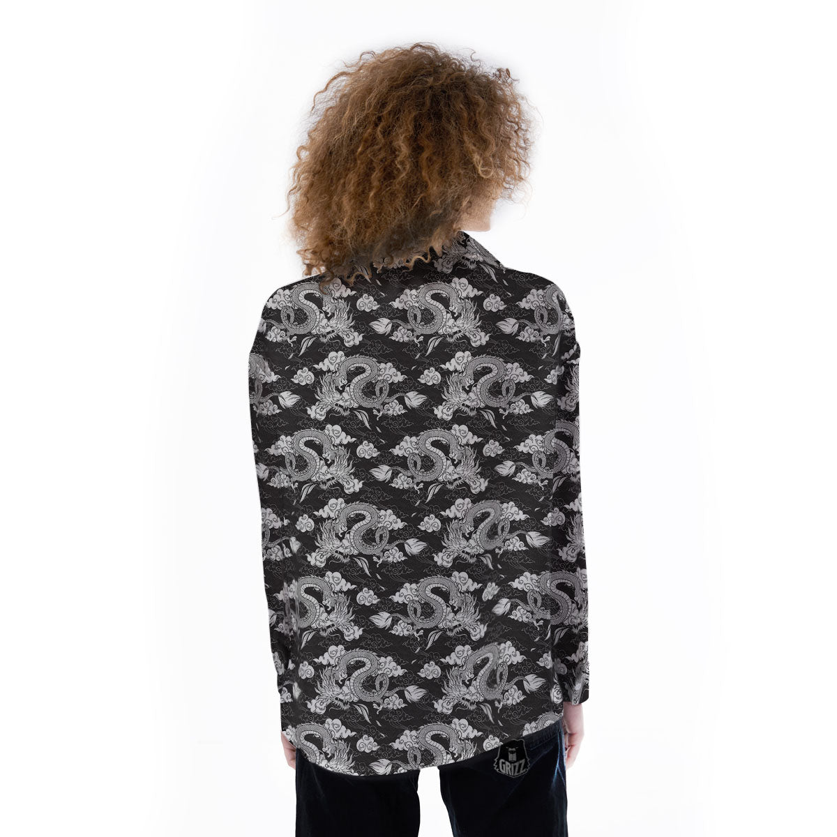 Dragon Eastern Print Pattern Women's Long Sleeve Shirts-grizzshop