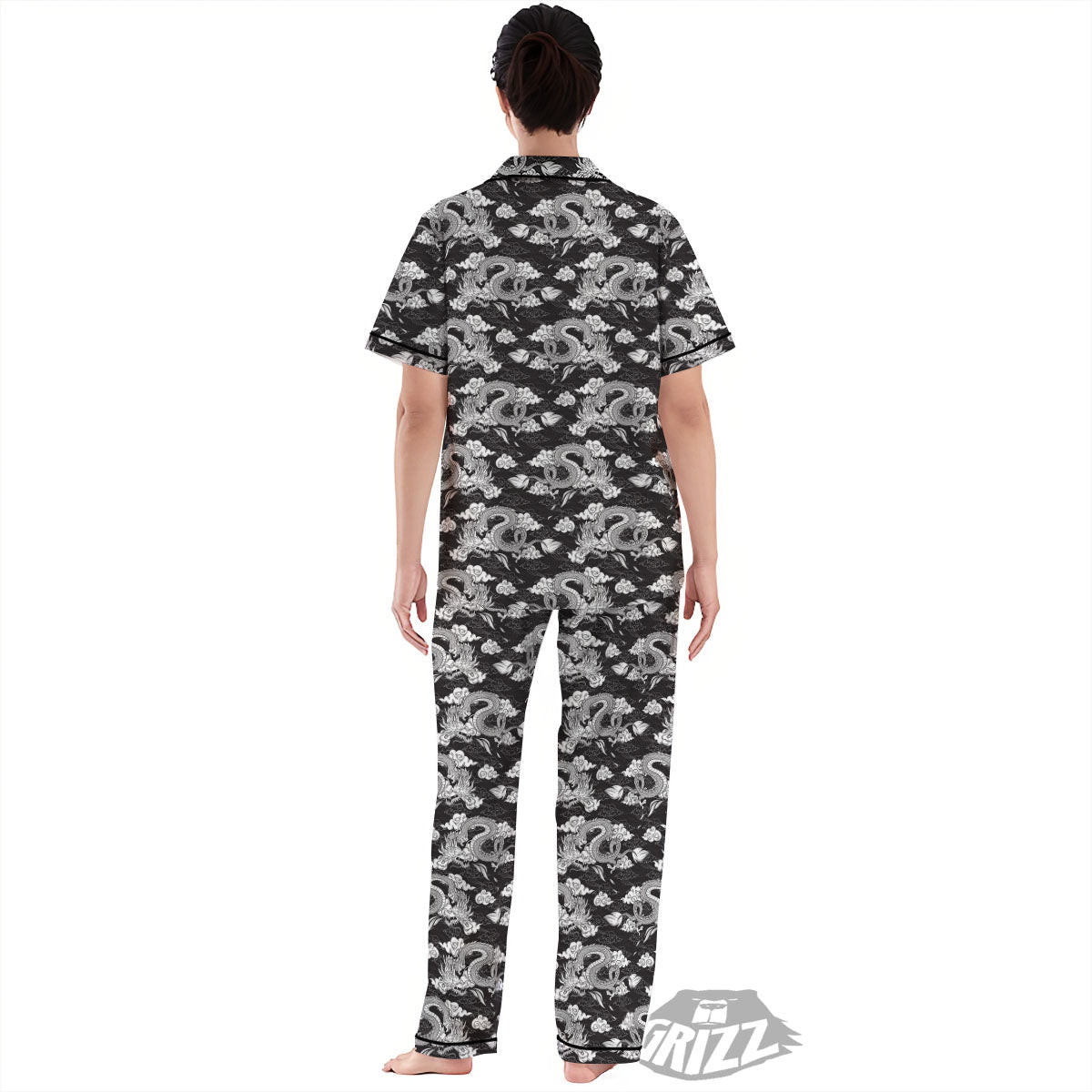 Dragon Eastern Print Pattern Women's Pajamas Set-grizzshop