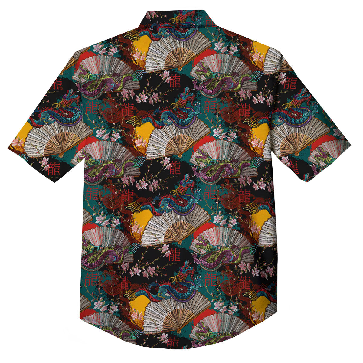 Dragon Embroidery Chinese Print Pattern Button Up Shirt-grizzshop