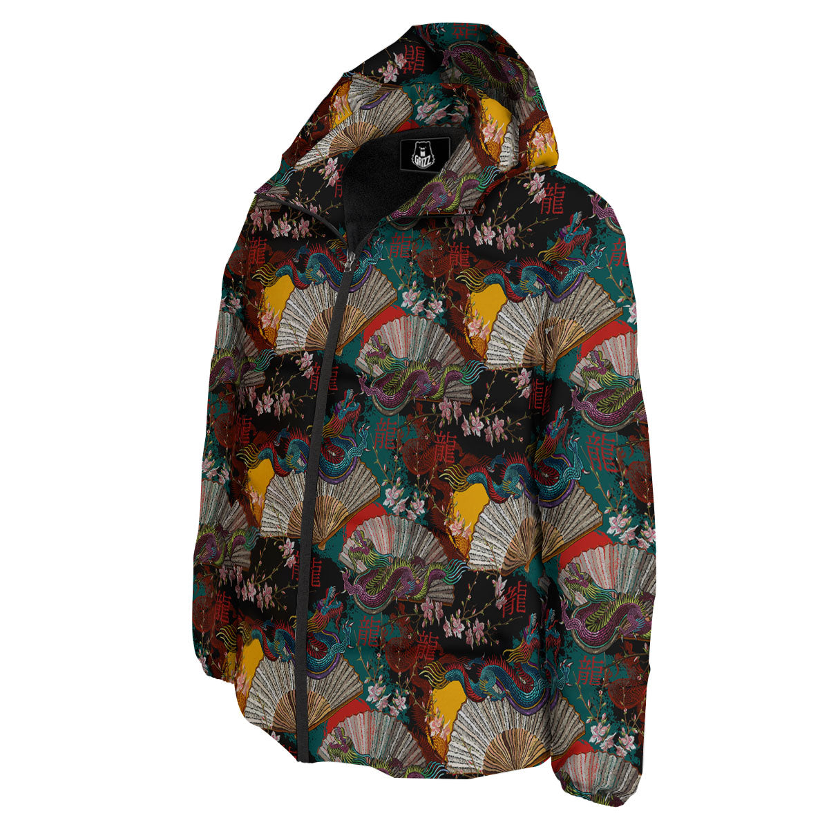 Dragon Embroidery Chinese Print Pattern Down Jacket-grizzshop