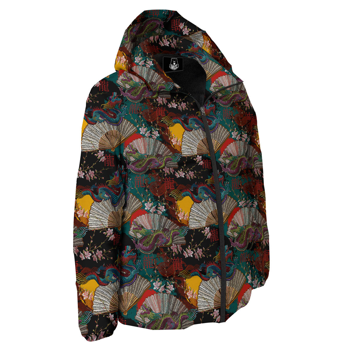 Dragon Embroidery Chinese Print Pattern Down Jacket-grizzshop