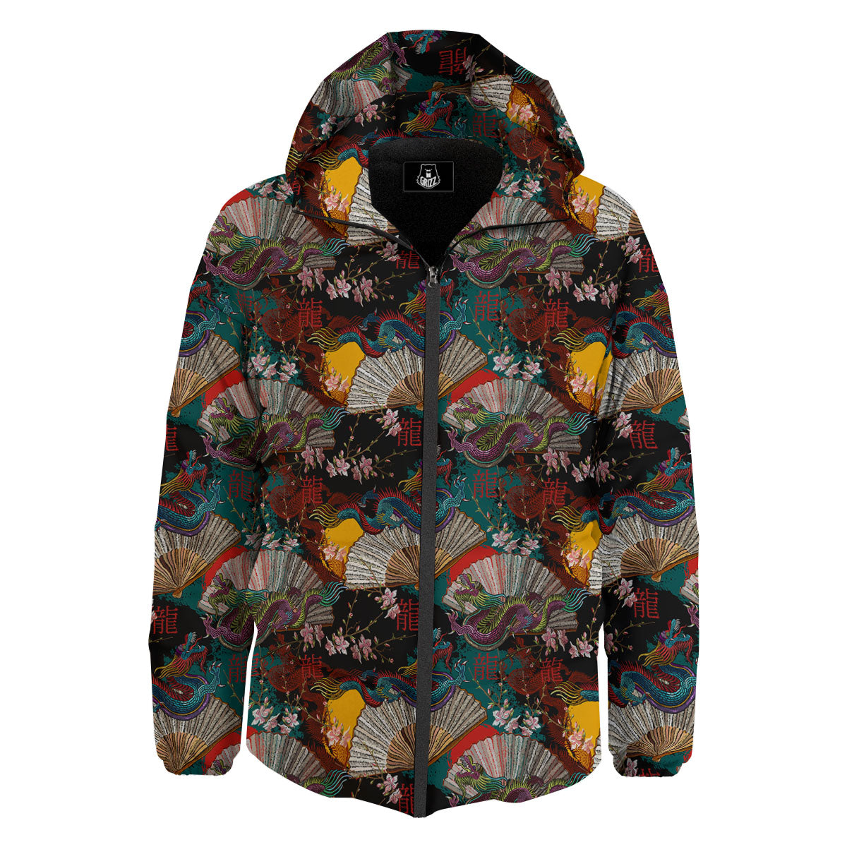 Dragon Embroidery Chinese Print Pattern Down Jacket-grizzshop