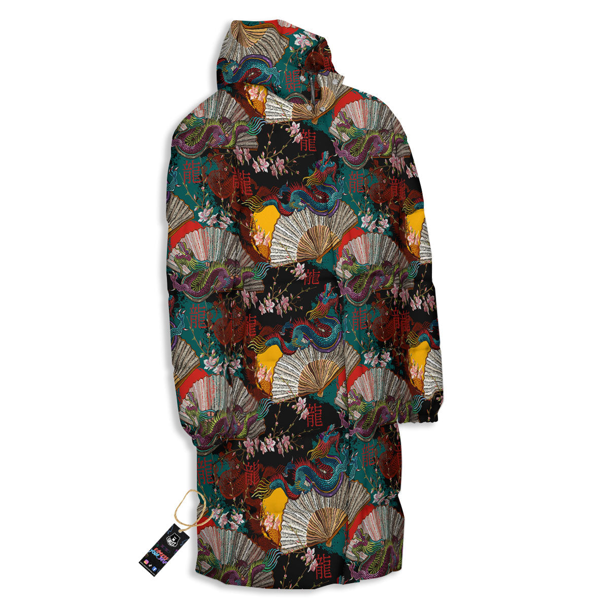 Dragon Embroidery Chinese Print Pattern Long Down Jacket-grizzshop