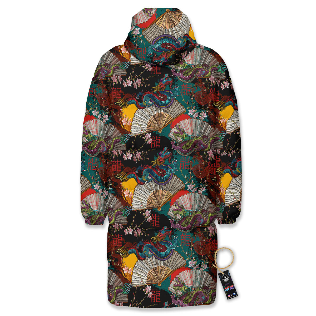 Dragon Embroidery Chinese Print Pattern Long Down Jacket-grizzshop