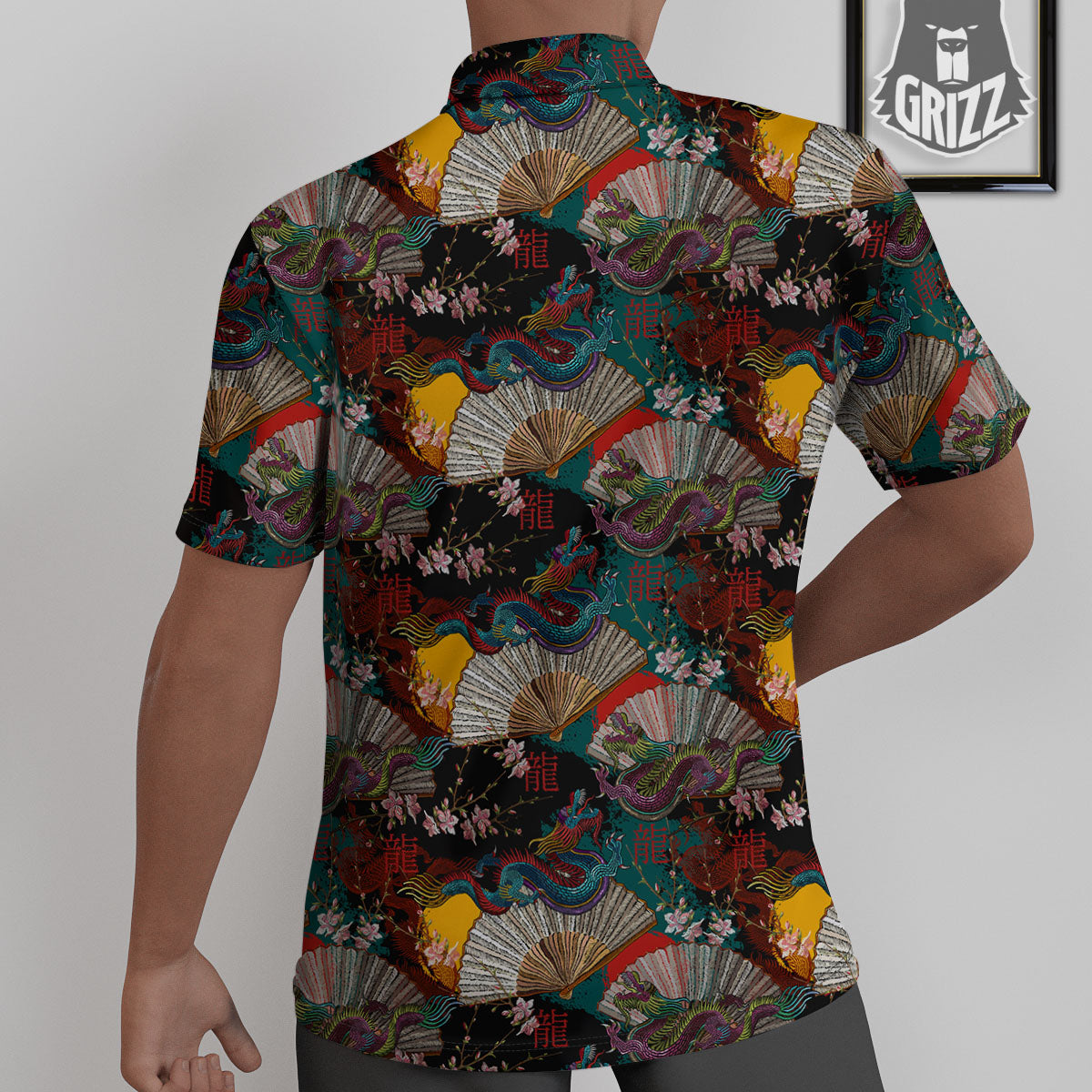 Dragon Embroidery Chinese Print Pattern Untucked Shirts-grizzshop