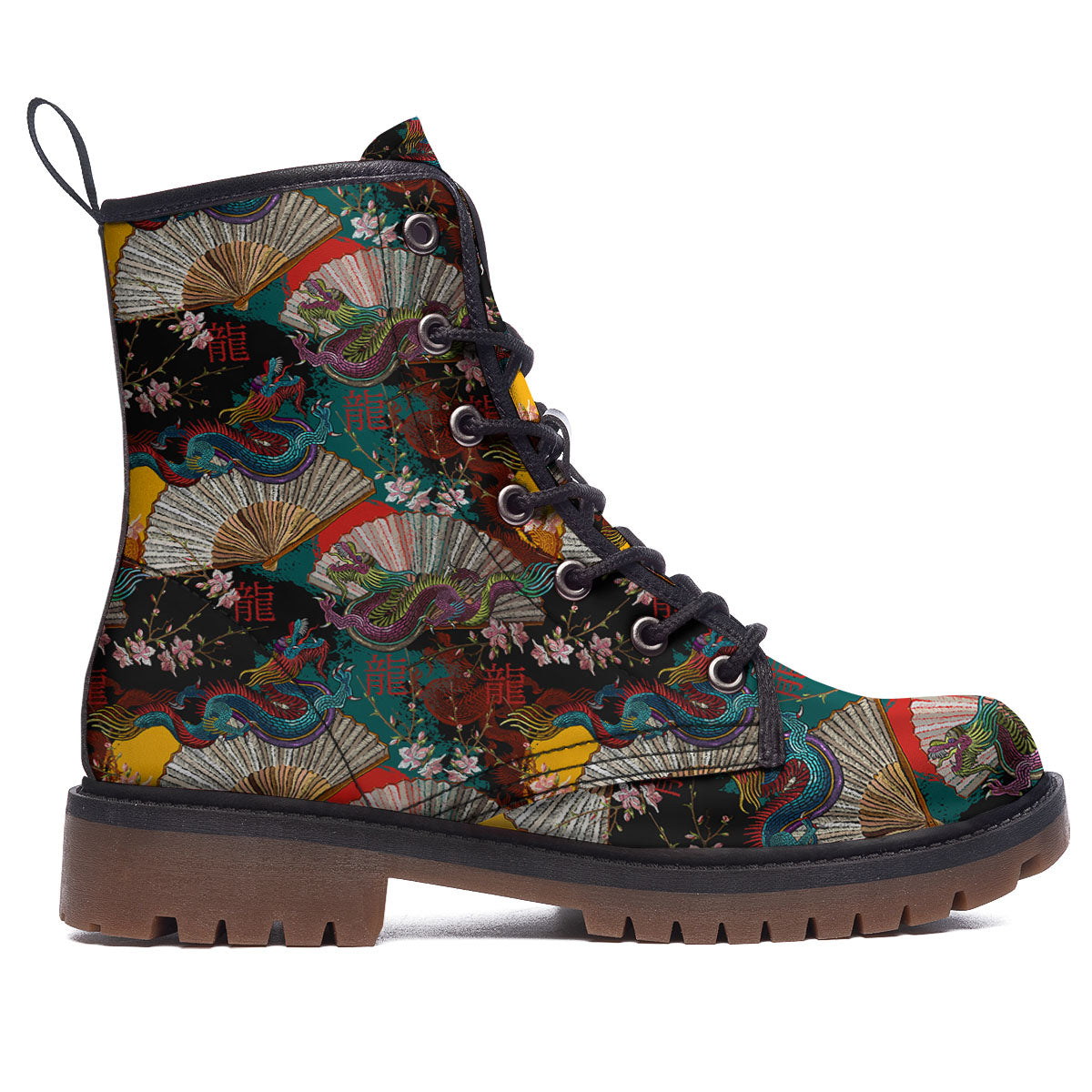 Dragon Embroidery Chinese Print Pattern Work Boots-grizzshop