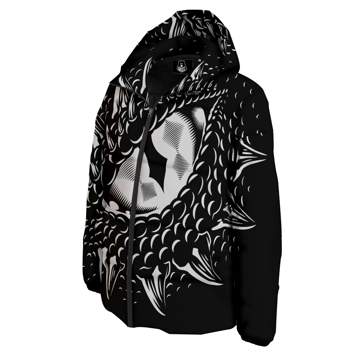Dragon Eye Print Down Jacket-grizzshop