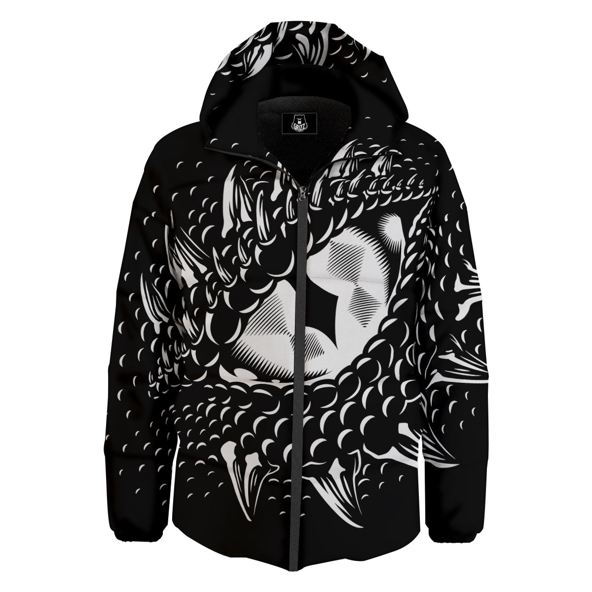 Dragon Eye Print Down Jacket-grizzshop