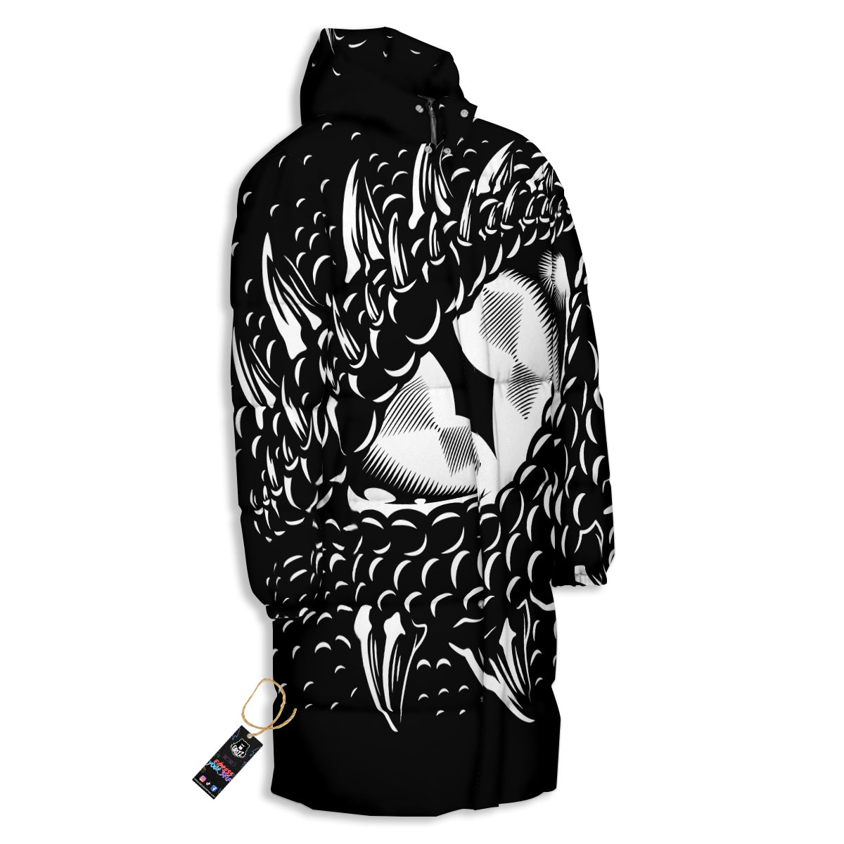 Dragon Eye Print Long Down Jacket-grizzshop