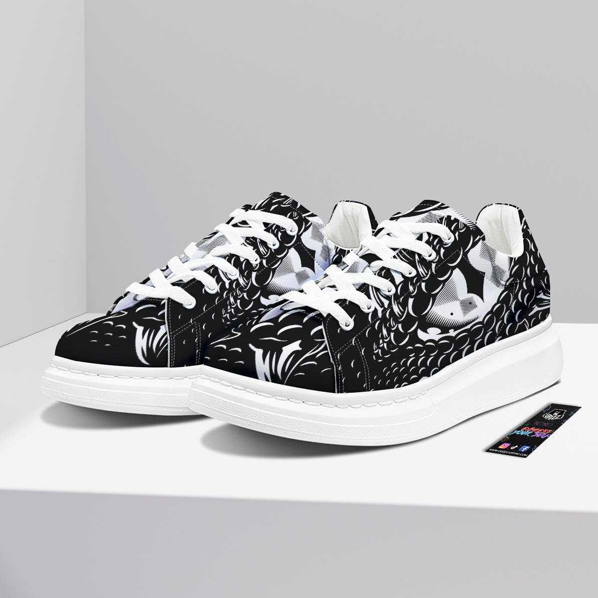 Dragon Eye Print Platform Shoes-grizzshop
